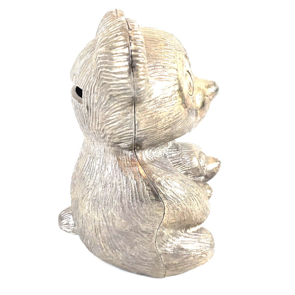 Baby Bear Holding Teddy Bear - Metal Bank / Statue - Vintage Made Taiwan 1970's! - Picture 2 of 9